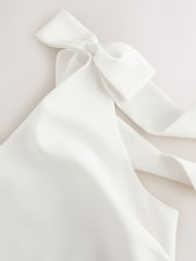 White Bow Shoulder Wide Leg Occasion Jumpsuit - Image 8 of 8