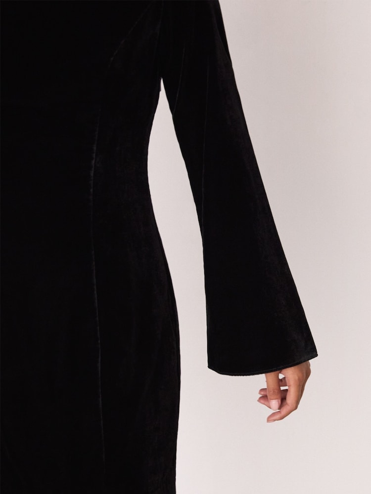 Negro - Whistles Velvet Flare Sleeve Dress - Imagen 4 de 4
