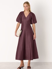 Whistles Red Silk Blend Taffeta Maxi Dress - Image 1 of 5