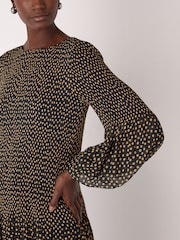 Whistles Black Spot Print Plisse Midi Dress - Image 4 of 5