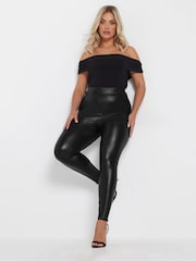 Yours Curve Black Stretch Coated Leggings - Image 4 of 5