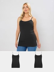 Yours Curve Black 2 Pack Camis - Image 1 of 5