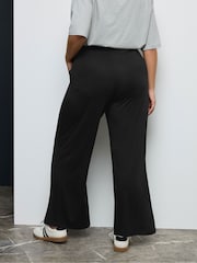 Yours Curve Black Pleated Front Wide Leg Trousers - Image 3 of 4