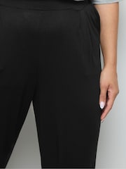 Yours Curve Black Pleated Front Wide Leg Trousers - Image 4 of 4