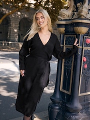 Yours Curve Black Knitted Midaxi Dress - Image 1 of 3