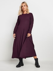 Yours Curve Purple Textured Flared Maxi Dress - Image 2 of 4