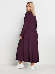 Yours Curve Purple Textured Flared Maxi Dress - Image 3 of 4