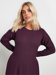 Yours Curve Purple Textured Flared Maxi Dress - Image 4 of 4