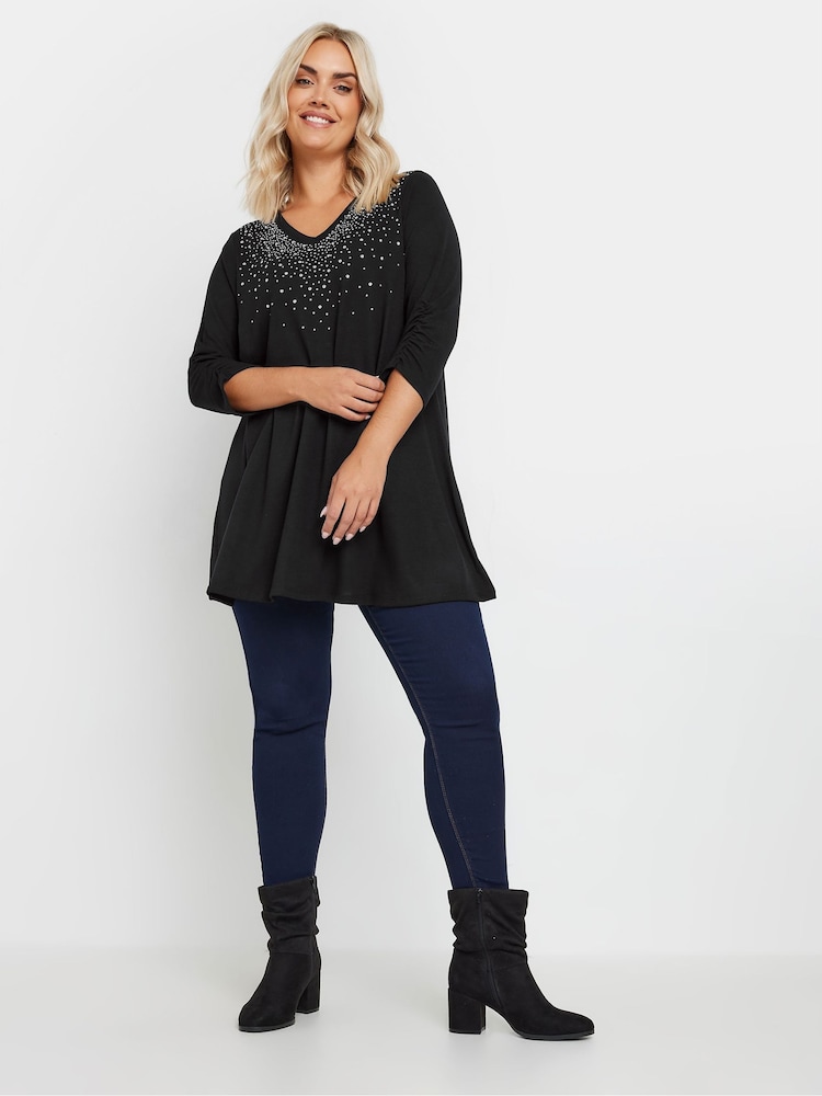Yours Curve Black Studded Swing Top - Image 5 of 5