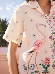 Cath Kidston Ecru Flamingo Print Shirt - Image 6 of 9