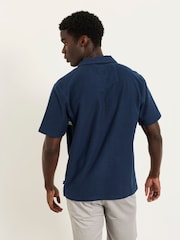 FatFace Sutton Navy Textured Chest Stripe Polo - Image 2 of 5