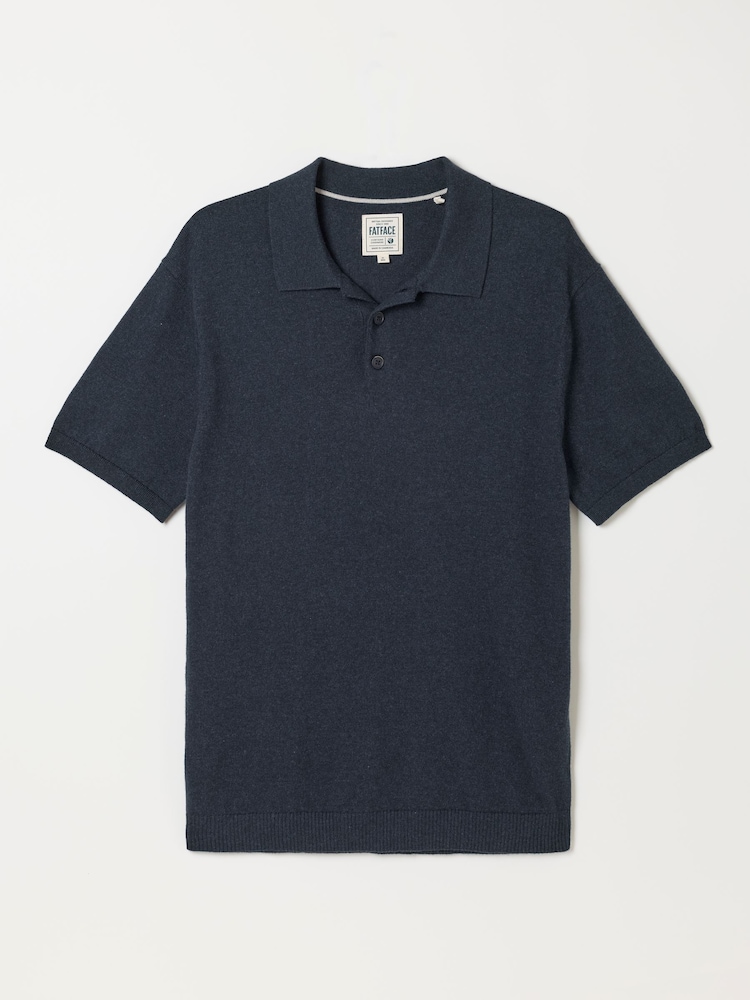 FatFace Sutton Navy Textured Chest Stripe Polo - Image 5 of 5