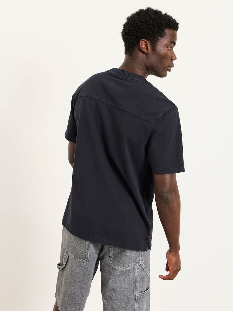 FatFace Alton Black Heavyweight Relaxed Fit T-Shirt - Image 2 of 6