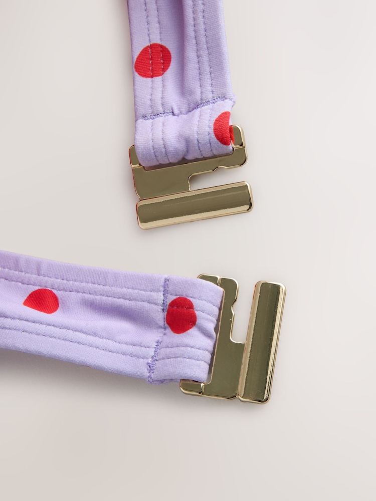 Cath Kidston Purple Polka Dot Frill Trim Bikini Top - Image 3 of 3