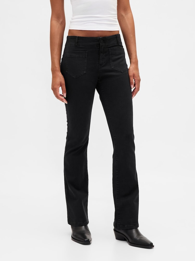 Gap Black Low Rise Twill Long and Lean Trousers - Image 1 of 4 Gap Black Low Rise Twill Long and Lean Trousers - Image 1 of 4