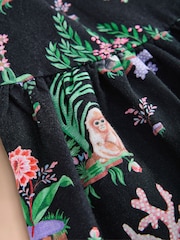 Cath Kidston Black Island Print Flowy Midi Dress - Image 4 of 5