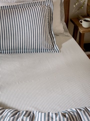 Yard Navy Hebden Narrow Stripe Cotton Extra Deep Fitted Sheet - Image 1 of 2