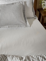 Yard Grey Hebden Narrow Stripe Cotton Extra Deep Fitted Sheet - Image 1 of 2