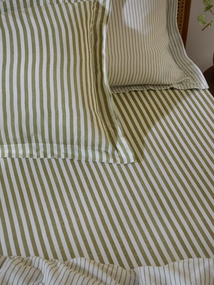 Yard Olive Hebden Striped Cotton Extra Deep Fitted Sheet - Image 1 of 1