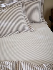 Yard Mauve Hebden Narrow Stripe Cotton Fitted Sheet - Image 1 of 1
