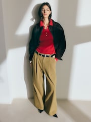 BHOEM Beige Tapered Mid Rise Wide Leg Cotton Trousers - Image 1 of 5