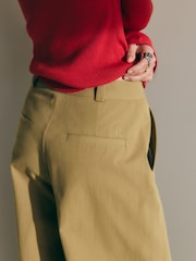 BHOEM Beige Tapered Mid Rise Wide Leg Cotton Trousers - Image 3 of 5