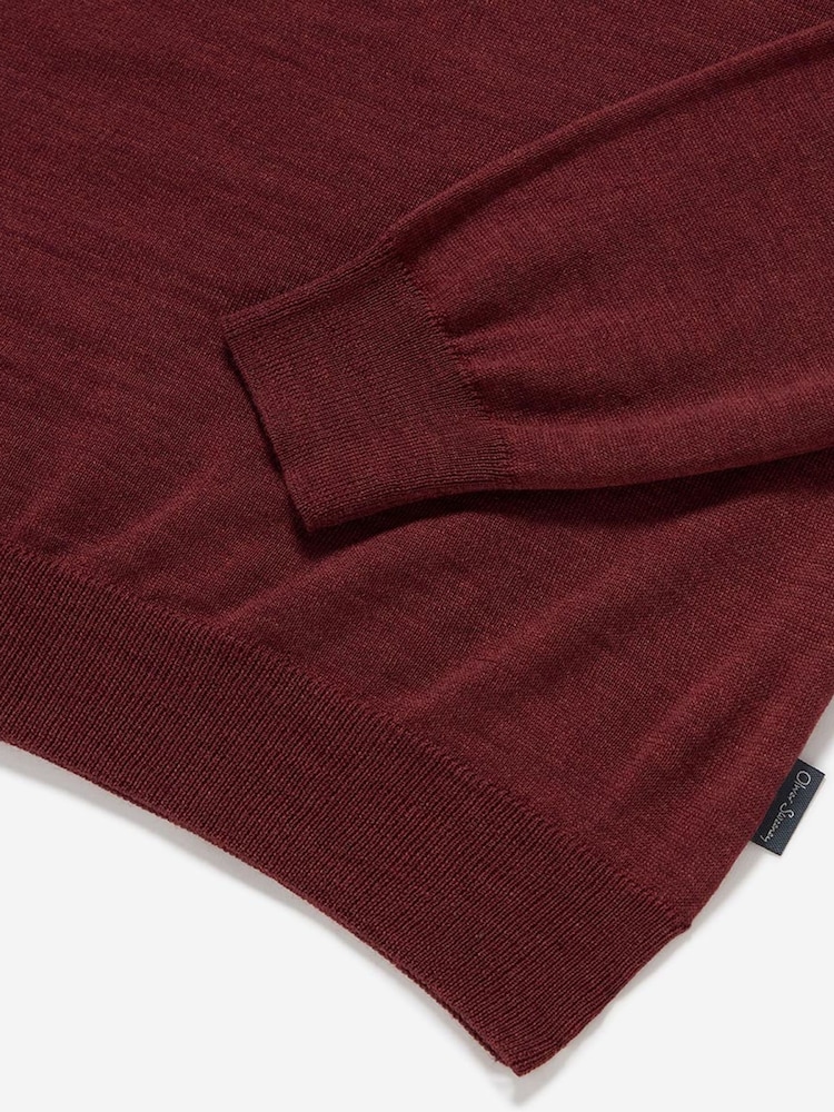 Oliver Sweeney Red Merino Wool Crew Neck Jumper - Image 3 of 3 Oliver Sweeney Red Merino Wool Crew Neck Jumper - Image 3 of 3