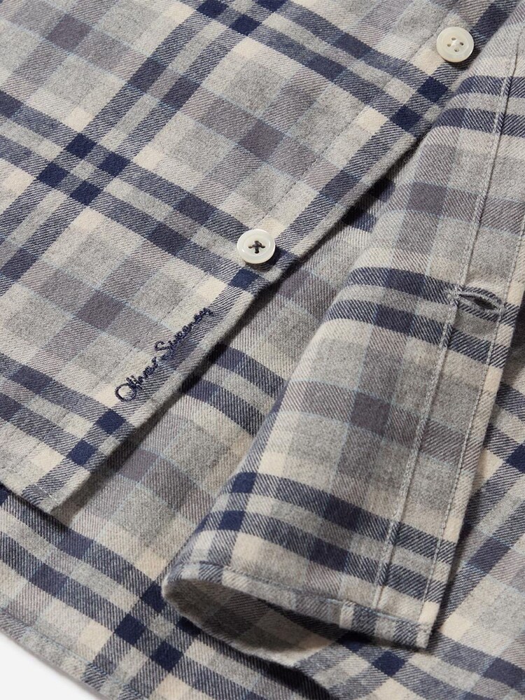Oliver Sweeney Grey Brushed Cotton Check Shirt - Image 5 of 5