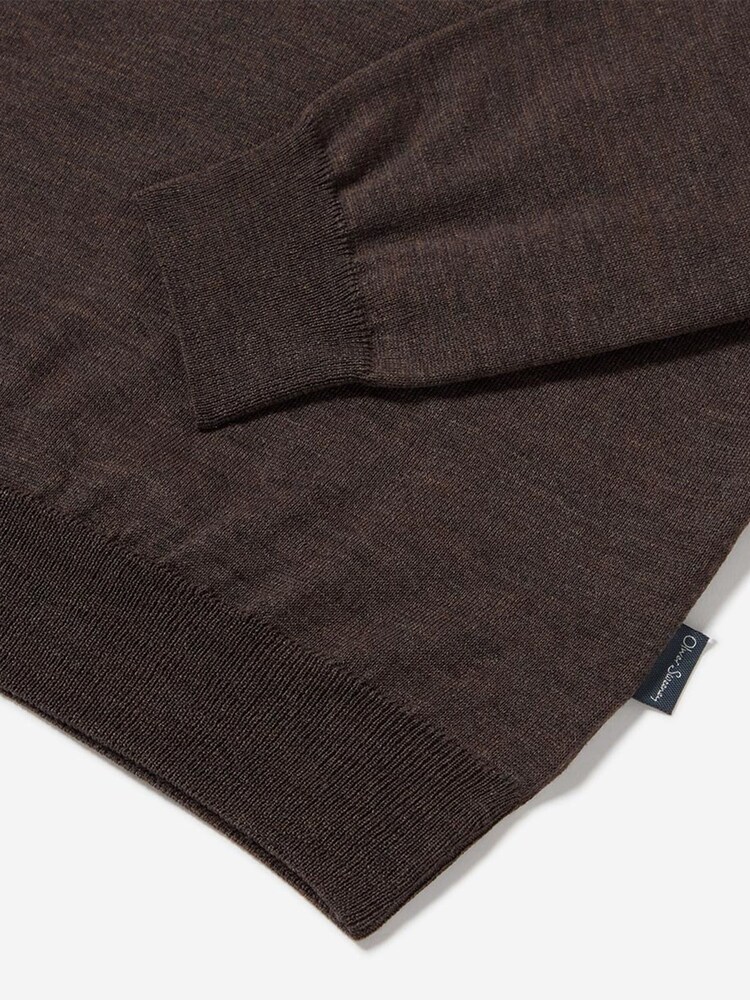 Oliver Sweeney Merino Wool Buttonless Polo Brown Jumper - Image 5 of 5 Oliver Sweeney Merino Wool Buttonless Polo Brown Jumper - Image 5 of 5