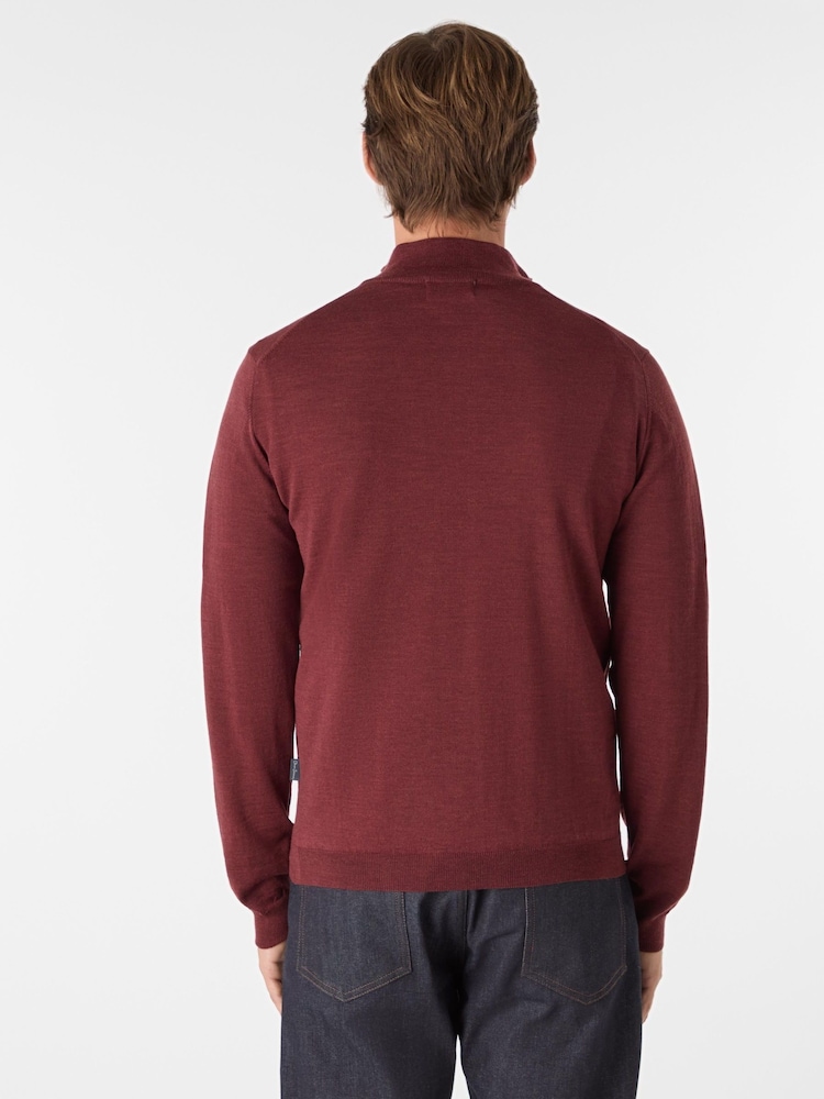 Oliver Sweeney Red Merino Wool Quarter Zip Jumper - Image 2 of 5 Oliver Sweeney Red Merino Wool Quarter Zip Jumper - Image 2 of 5