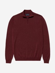 Oliver Sweeney Red Merino Wool Quarter Zip Jumper - Image 3 of 5