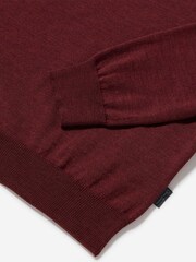 Oliver Sweeney Red Merino Wool Quarter Zip Jumper - Image 4 of 5