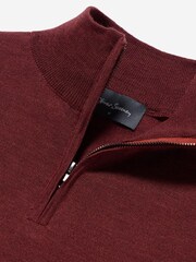 Oliver Sweeney Red Merino Wool Quarter Zip Jumper - Image 5 of 5