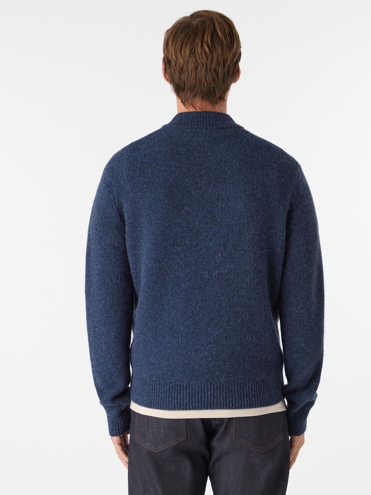 Oliver Sweeney Blue Lambswool Quarter Zip Jumper - Image 2 of 4 Oliver Sweeney Blue Lambswool Quarter Zip Jumper - Image 2 of 4