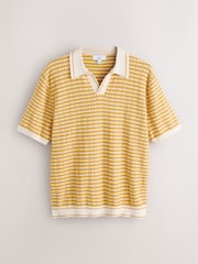 Amarillo - Textured Pattern Knit Trophy Polo Shirt - Imagen 1 de 3