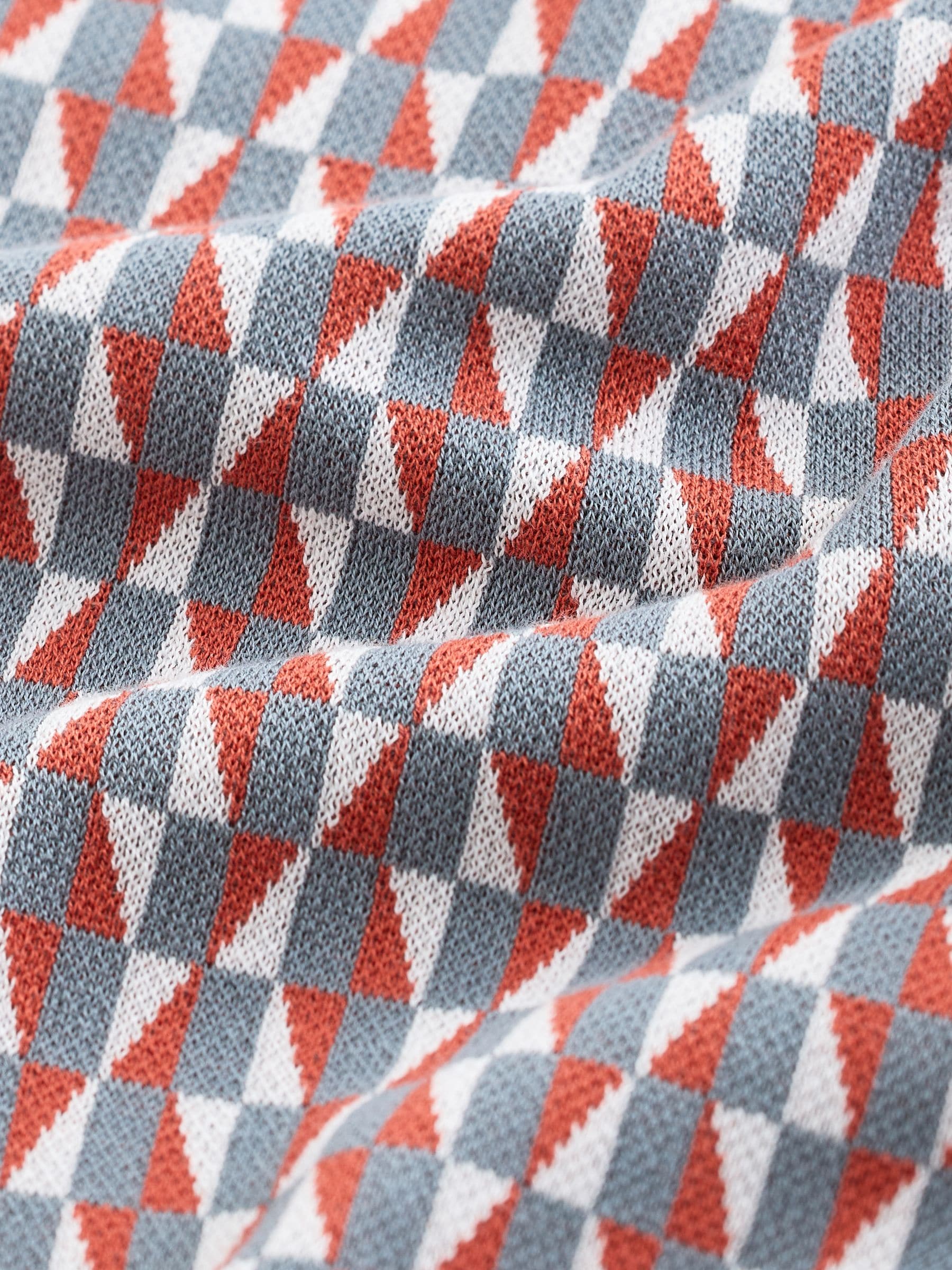 Buy Blue/Red Geometric Pattern Knitted Polo Shirt from Next USA