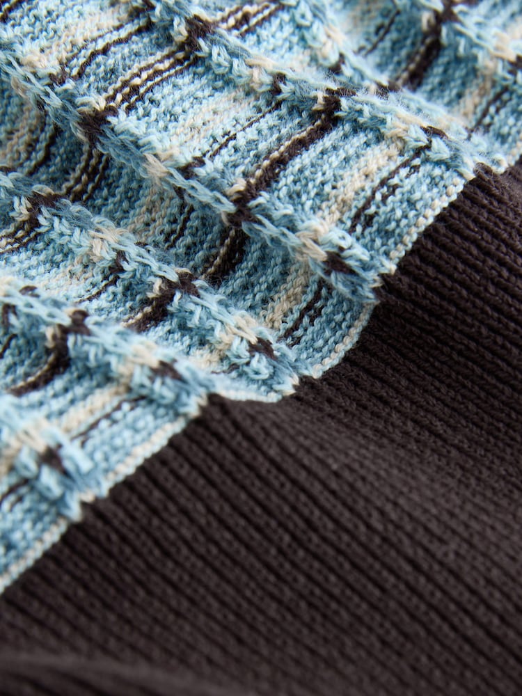 Brown/Blue Signature SUPIMA®? Cotton Stripe Knit Trophy Polo Shirt - Image 2 of 3