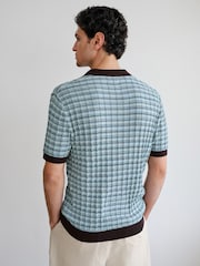 Brown/Blue Signature SUPIMA® Cotton Stripe Knit Trophy Polo Shirt - Image 4 of 7