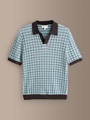 Brown/Blue Signature SUPIMA® Cotton Stripe Knit Trophy Polo Shirt - Image 5 of 7