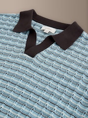 Brown/Blue Signature SUPIMA® Cotton Stripe Knit Trophy Polo Shirt - Image 6 of 7