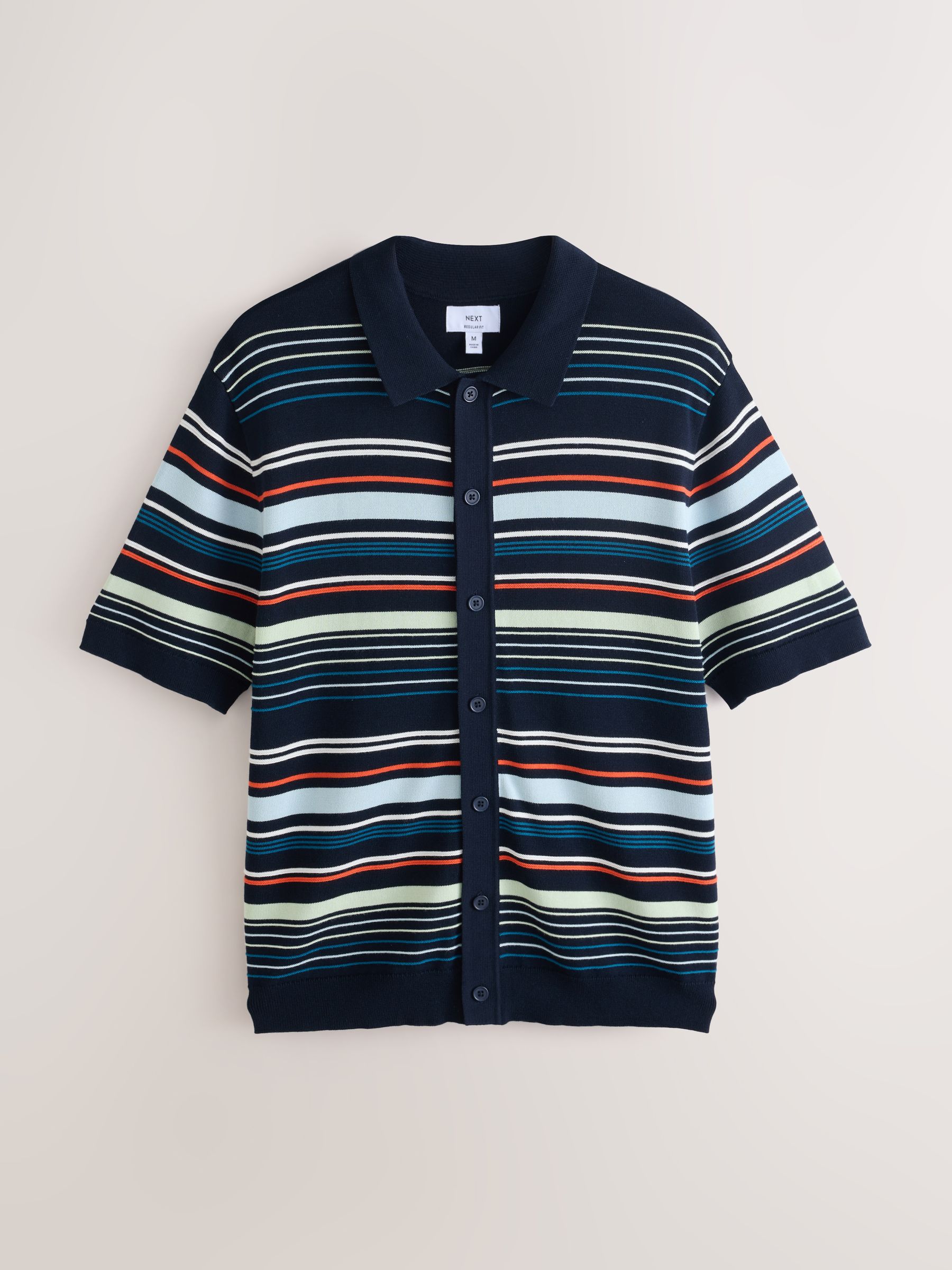 Buy Navy Blue Cotton Rich Stripe Knitted Shirt from Next USA