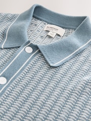 Blue Stripe Knitted Shirt with Linen - Image 2 of 3