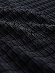Negro - N.Premium Tipped Waffle Knit Zip Neck Polo Shirt - Imagen 8 de 8