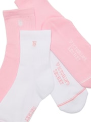 Victoria's Secret White & Pink 2 Pack Quarter Socks - Image 2 of 2