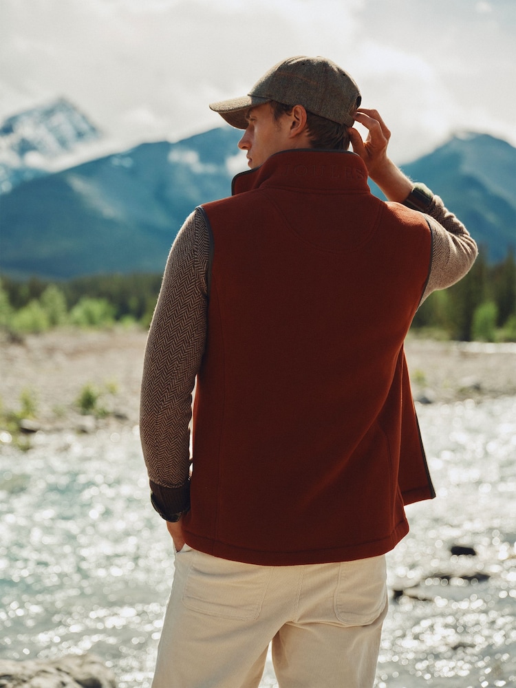 Joules Heritage Fleece Rust Brown Gilet - Image 2 of 12 Joules Heritage Fleece Rust Brown Gilet - Image 2 of 12