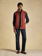 Joules Heritage Fleece Rust Brown Gilet - Image 6 of 12
