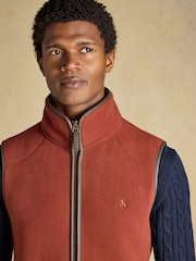 Joules Heritage Fleece Rust Brown Gilet - Image 7 of 12