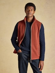 Joules Heritage Fleece Rust Brown Gilet - Image 9 of 12