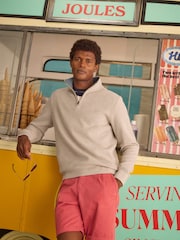 Joules Alistair Oatmeal French Ribbed Quarter Zip Sweatshirt - Image 1 of 9