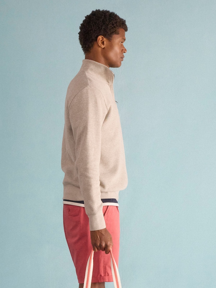 Joules Alistair Oatmeal French Ribbed Quarter Zip Sweatshirt - Image 2 of 9 Joules Alistair Oatmeal French Ribbed Quarter Zip Sweatshirt - Image 2 of 9